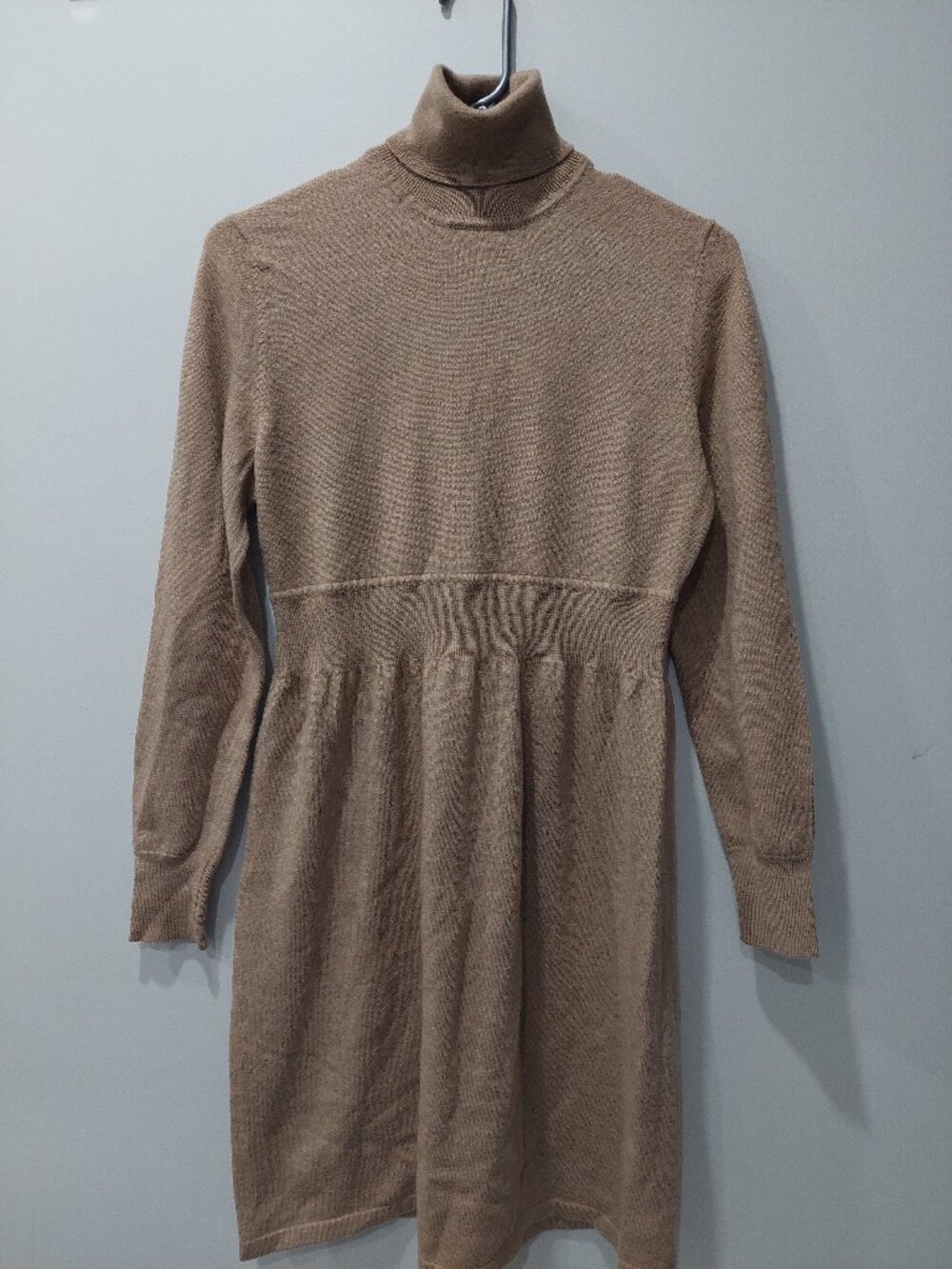 Lord & Taylor Women's L Extra Fine Merino Wool Knit Sweater Dress Turtleneck